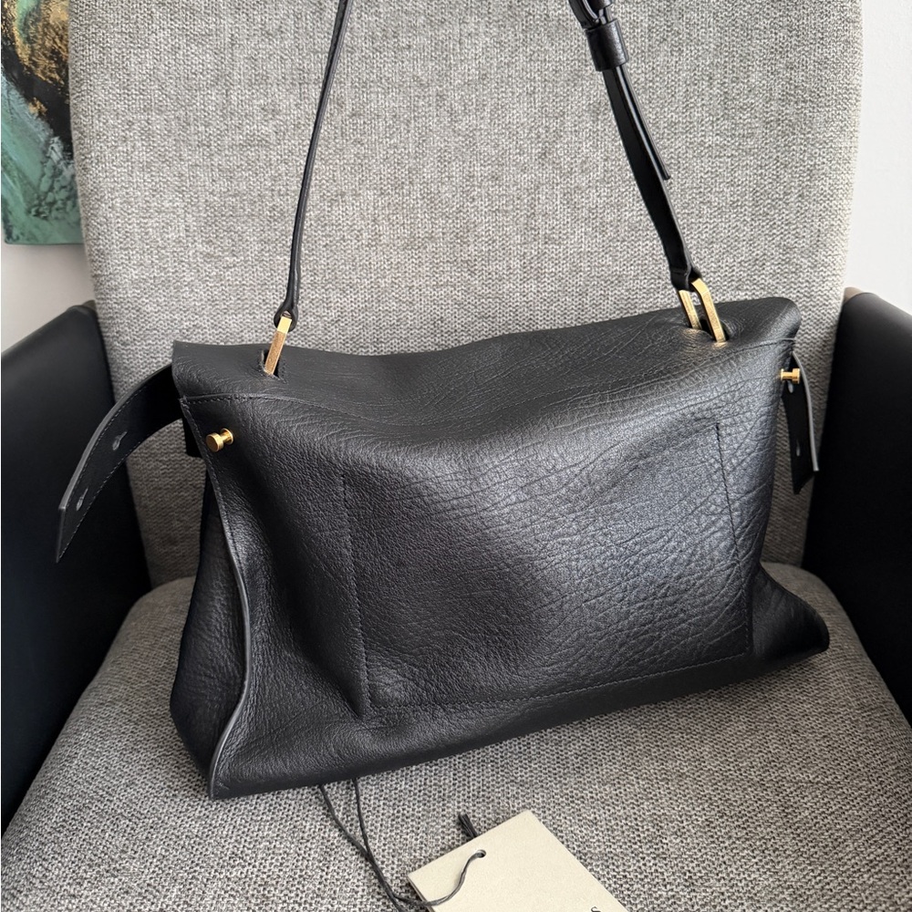 All Saints Black Leather Shoulder Bag Ursa Satchel - Picture 8 of 9